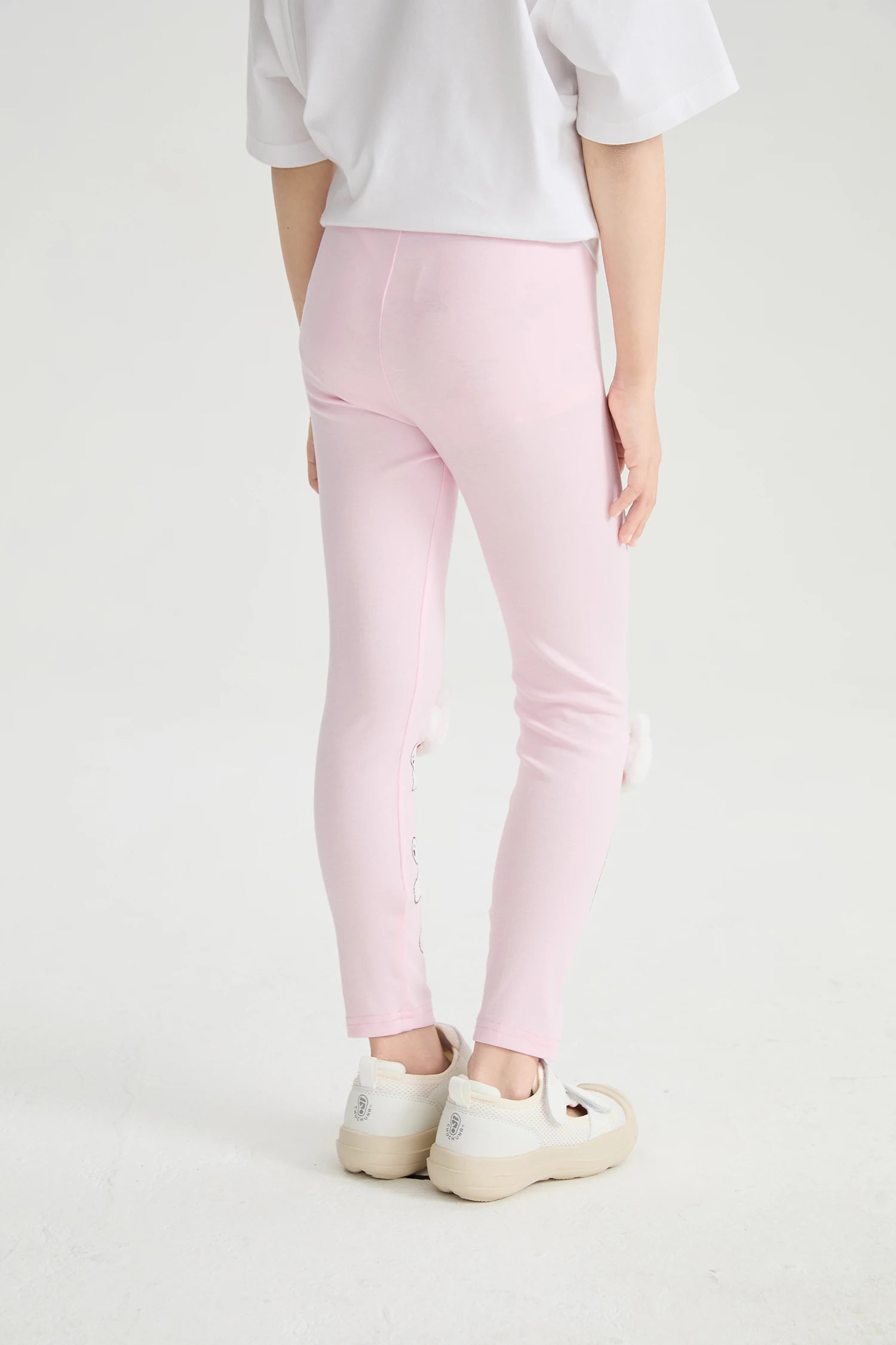 Kitty Warrior Appliqué Printed Leggings in hellgrau meliert und candy pink mit printmotiv, Bild 14