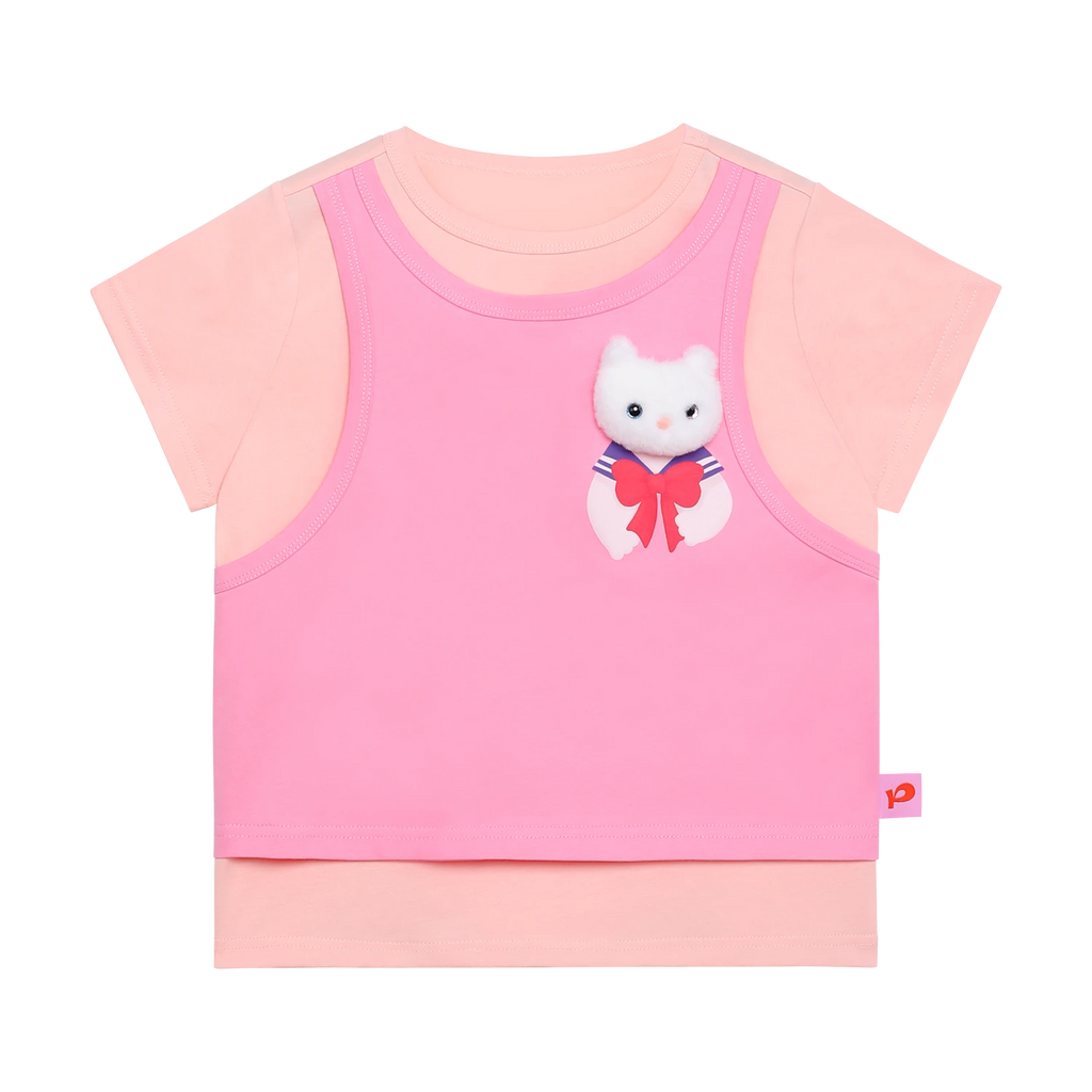 Meow Warrior Layered Doll Tee by Poco Blush