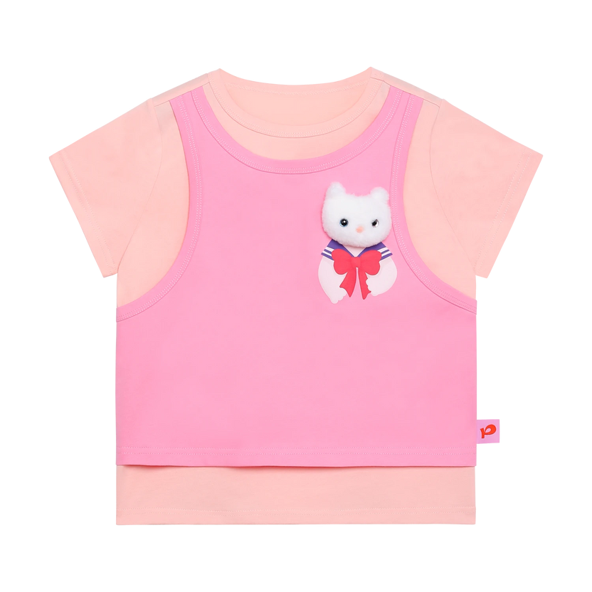 Meow Warrior Layered Doll Tee by Poco Blush