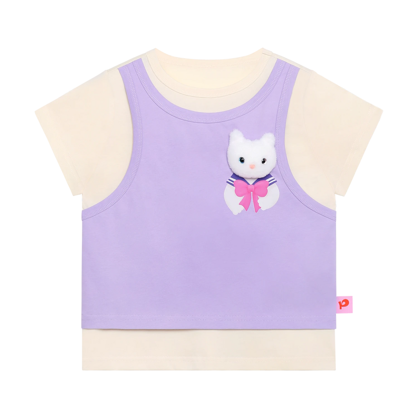 Meow Warrior Layered Doll Tee by Poco Blush, image 2