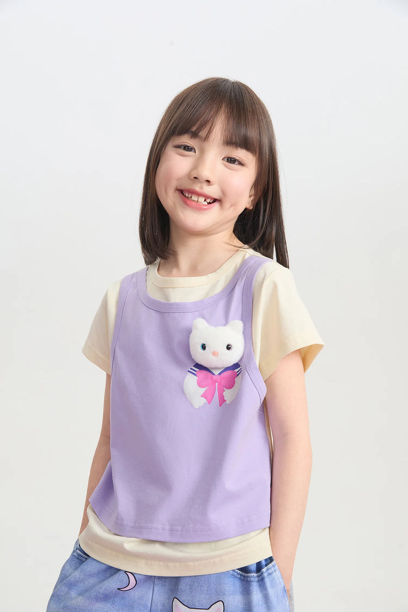 Meow Warrior Layered Doll Tee by Poco Blush, image 4