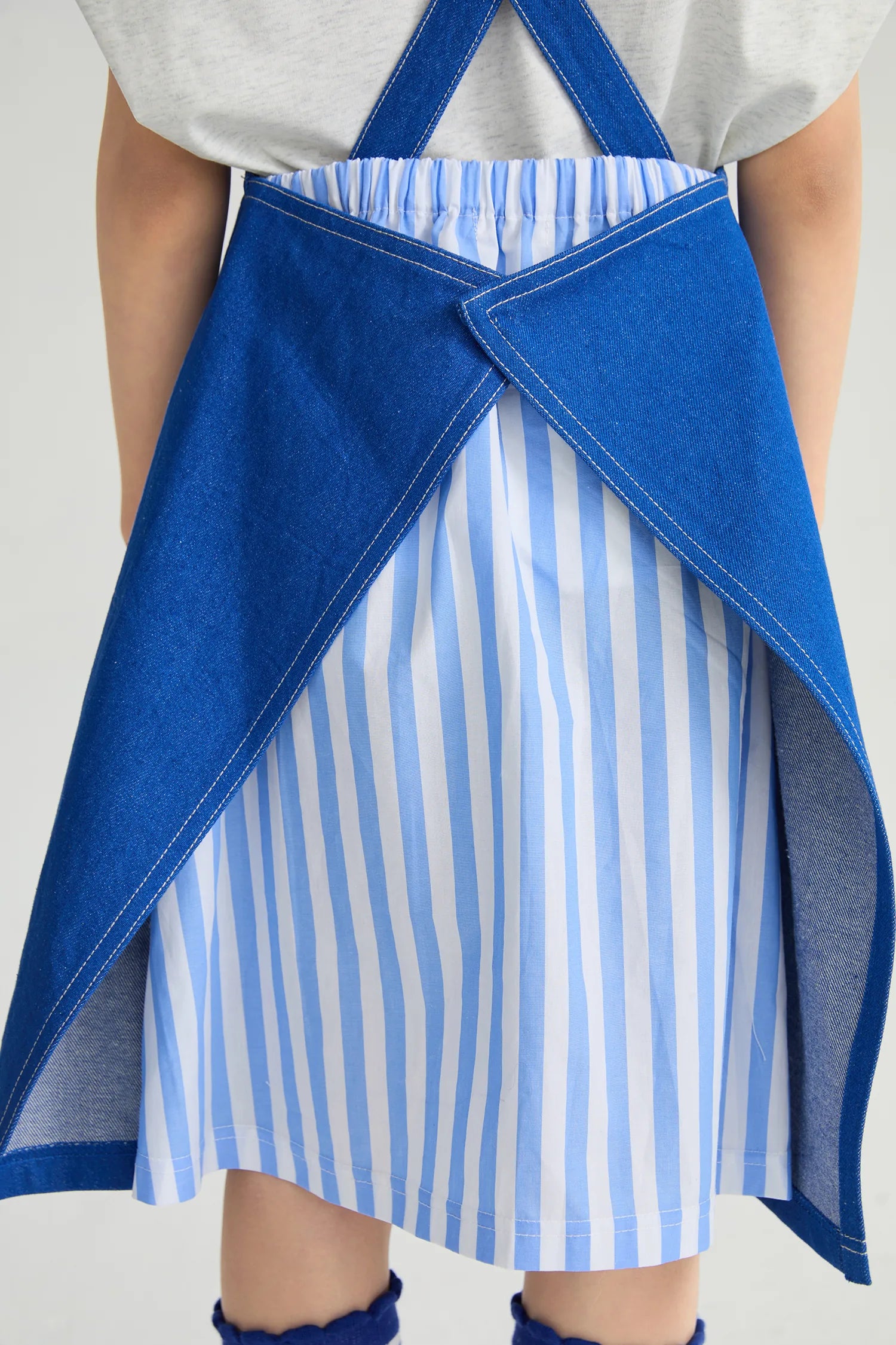 Poco Blush Pocket Cat Washed Denim Pinafore Dress for Girls