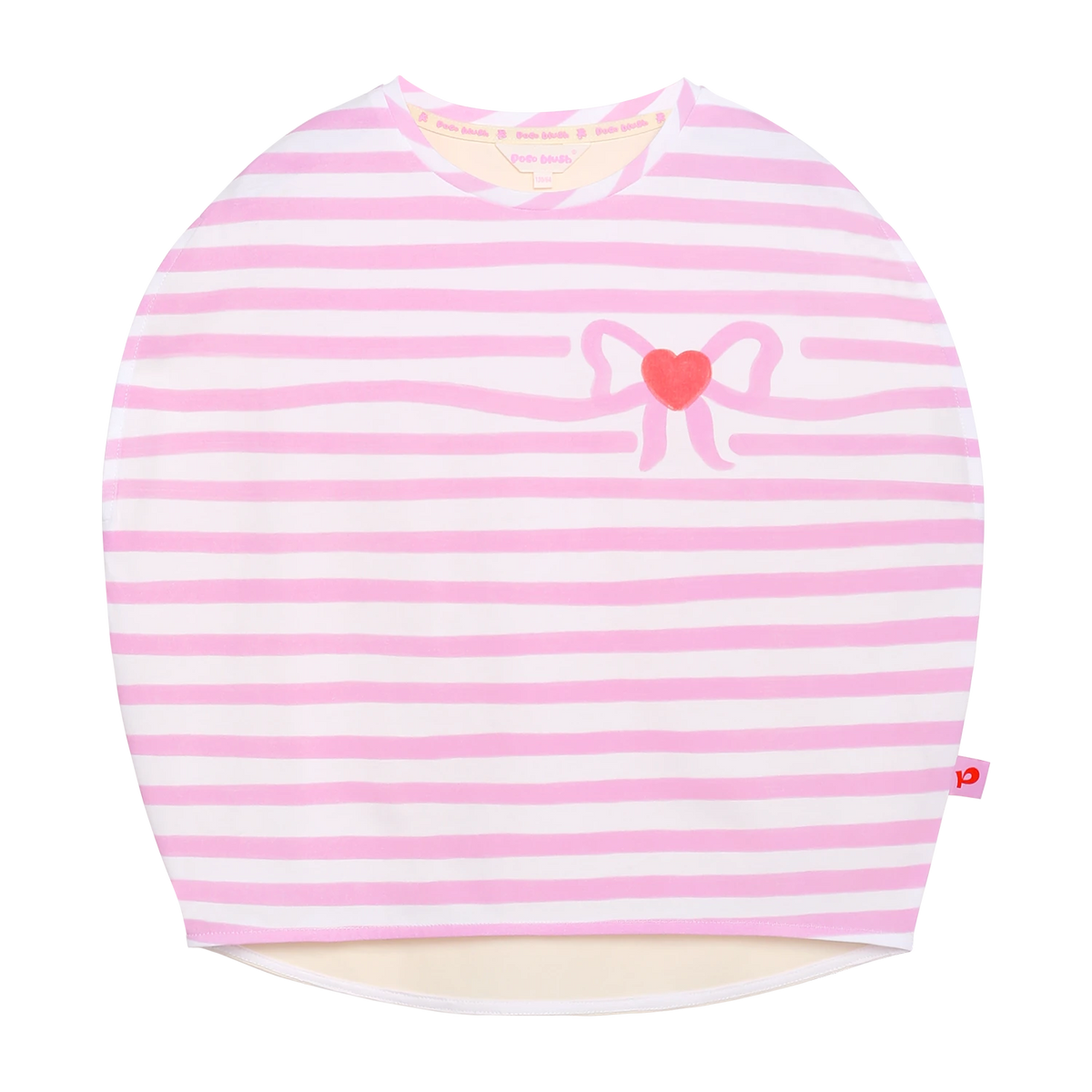 Poco Blush Jumping Stripes Curved Printed T-Shirt Pink