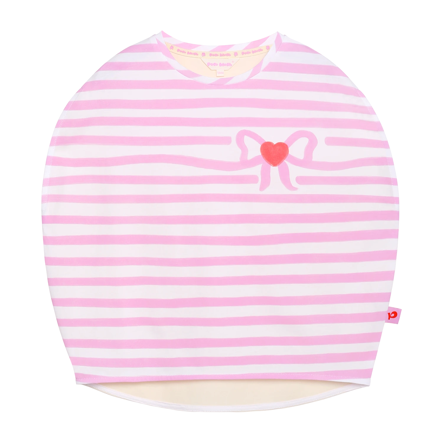 girls t-shirt, candy pink [51] and marine blue [62], stripe print, image 2