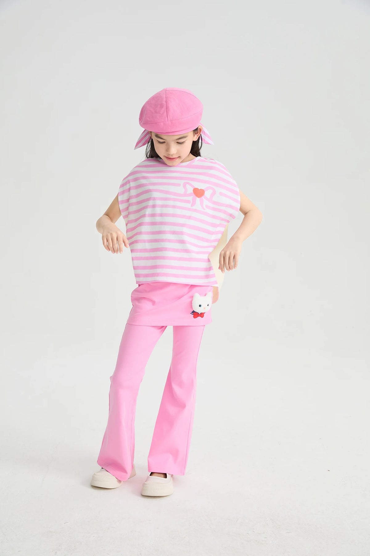 Poco Blush Jumping Stripes Curved Printed T-Shirt