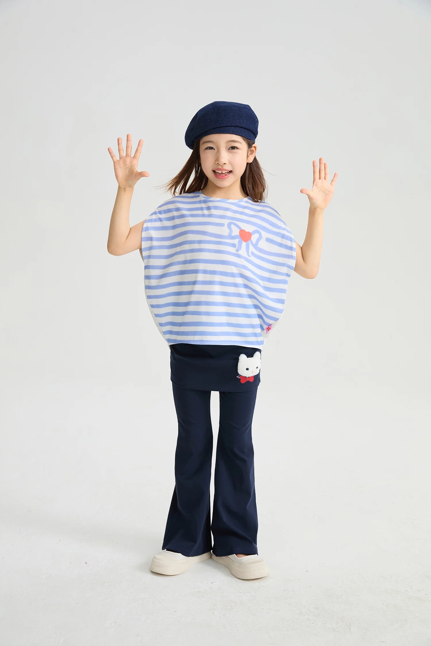 girls t-shirt, candy pink [51] and marine blue [62], stripe print, image 5