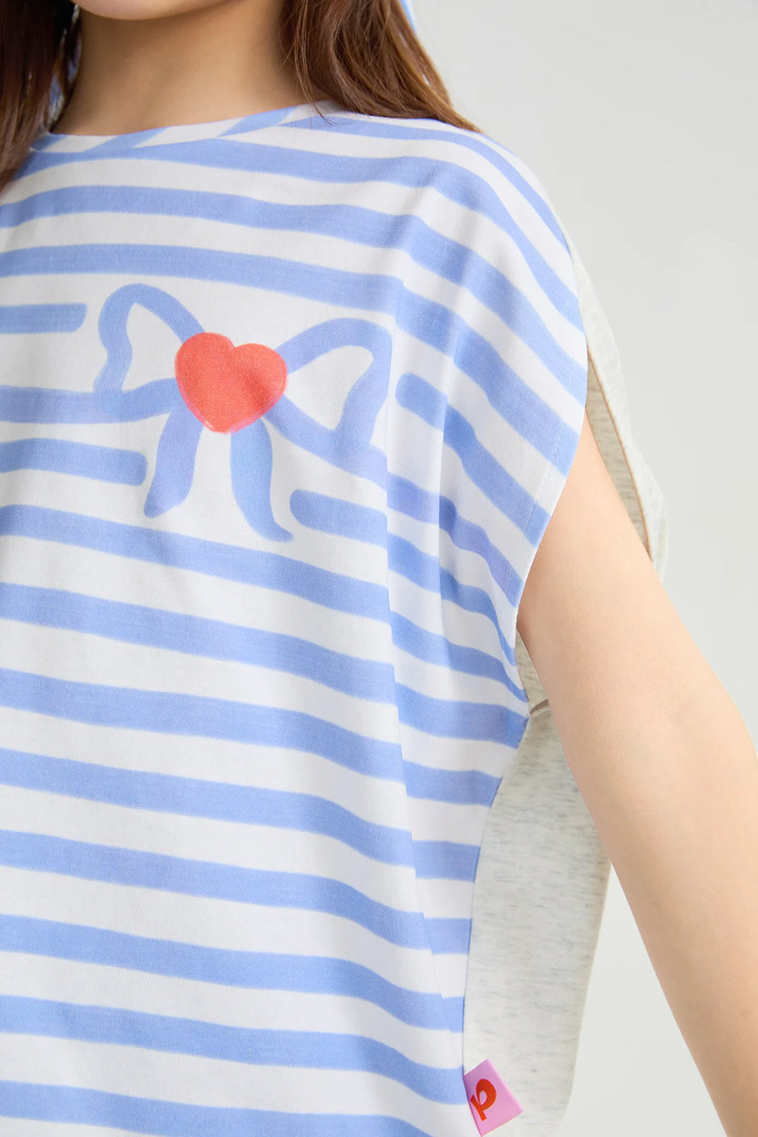 Jumping Stripes Curved Printed T-Shirt by Poco Blush, image 11