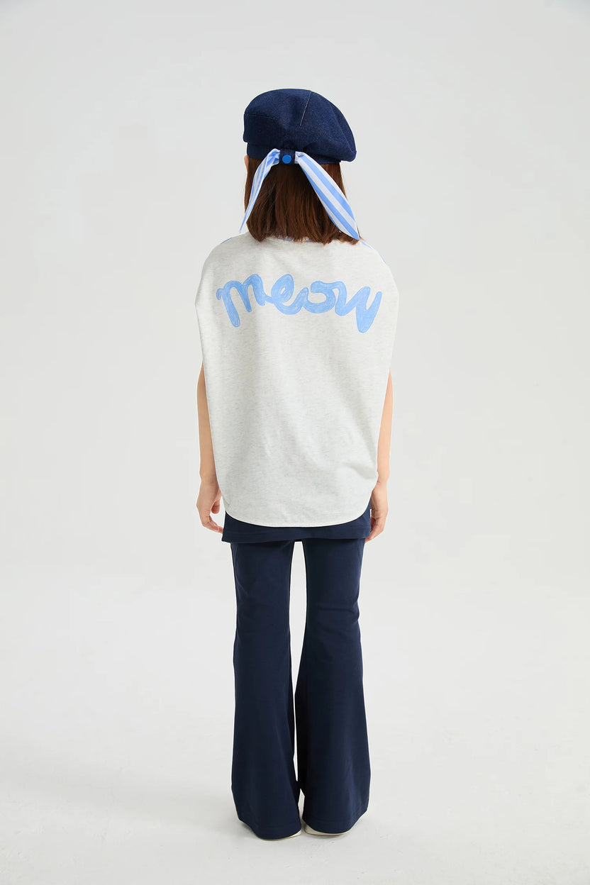 Jumping Stripes Curved Printed T-Shirt by Poco Blush, image 9