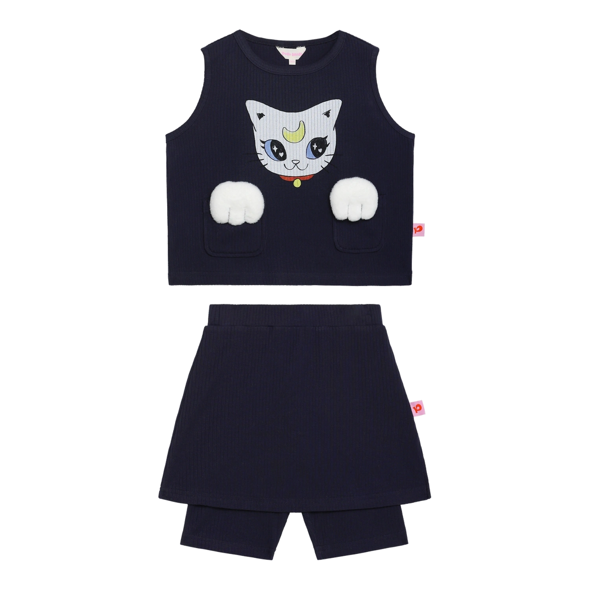 Poco Blush Pocket Cat Knitted Set Blue
