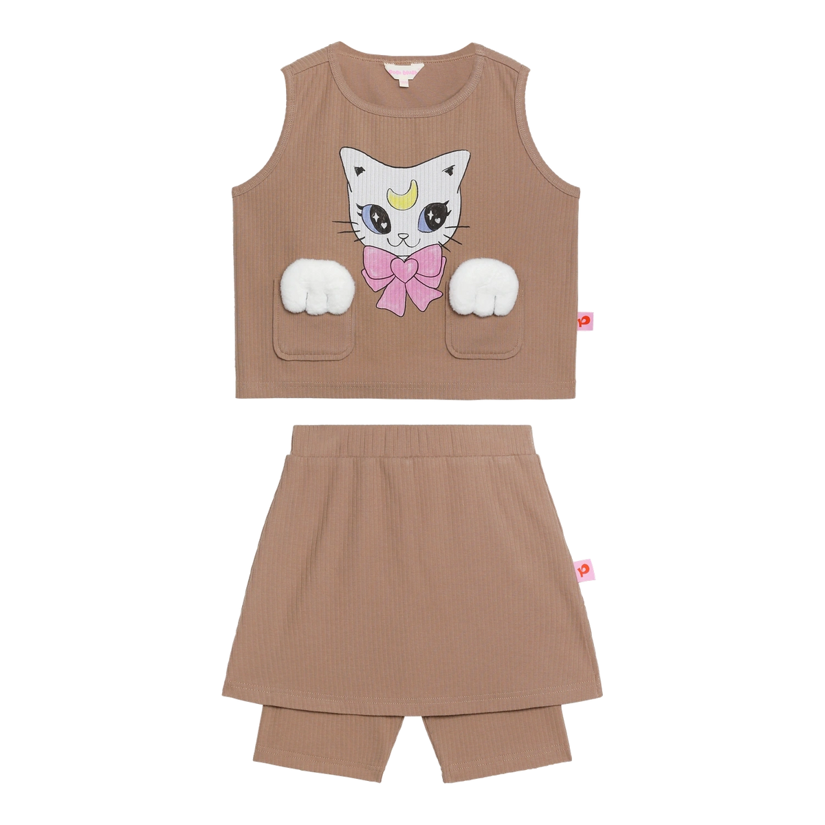 Poco Blush Pocket Cat Knitted Set Brown