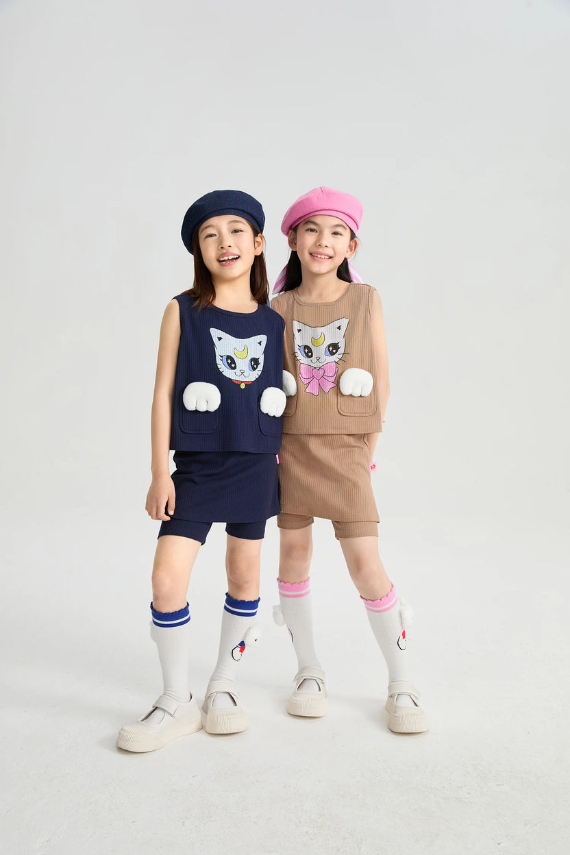 Pocket Cat Knitted Set in currybrown und navy mit printmotiv, Bild 18
