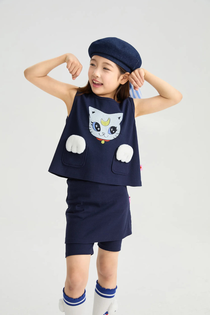 Pocket Cat Knitted Set in currybrown und navy mit printmotiv, Bild 15