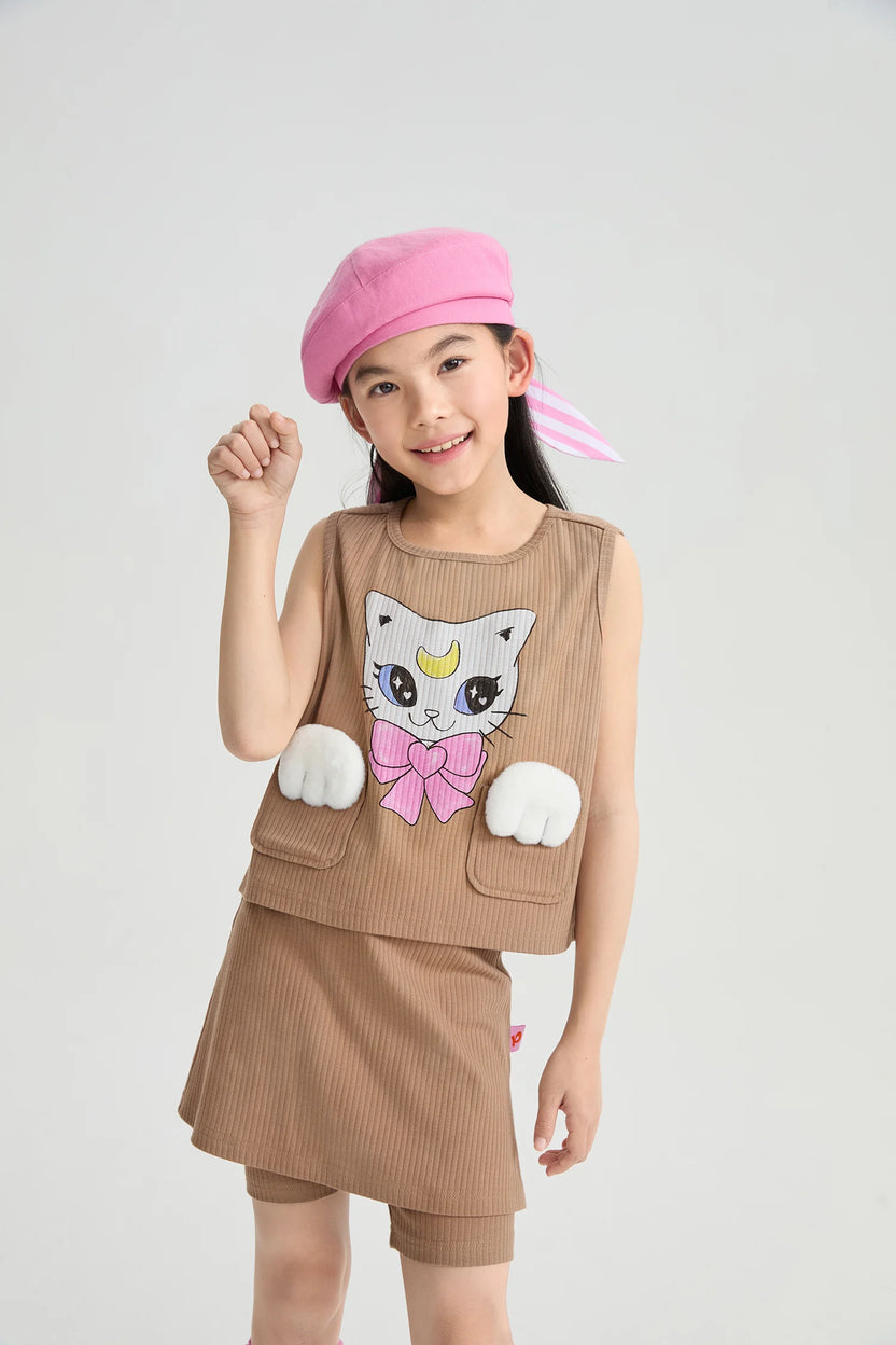 Pocket Cat Knitted Set in currybrown und navy mit printmotiv, Bild 16