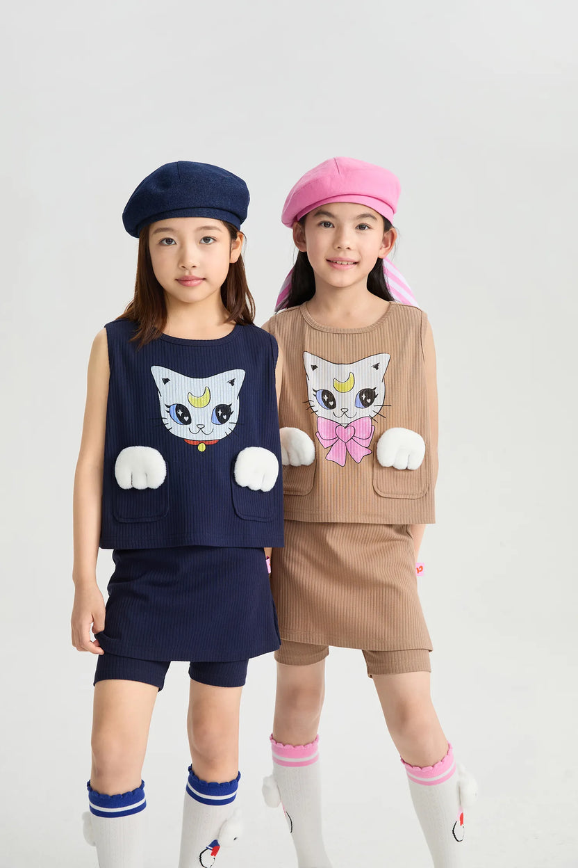 Pocket Cat Knitted Set in currybrown und navy mit printmotiv, Bild 17