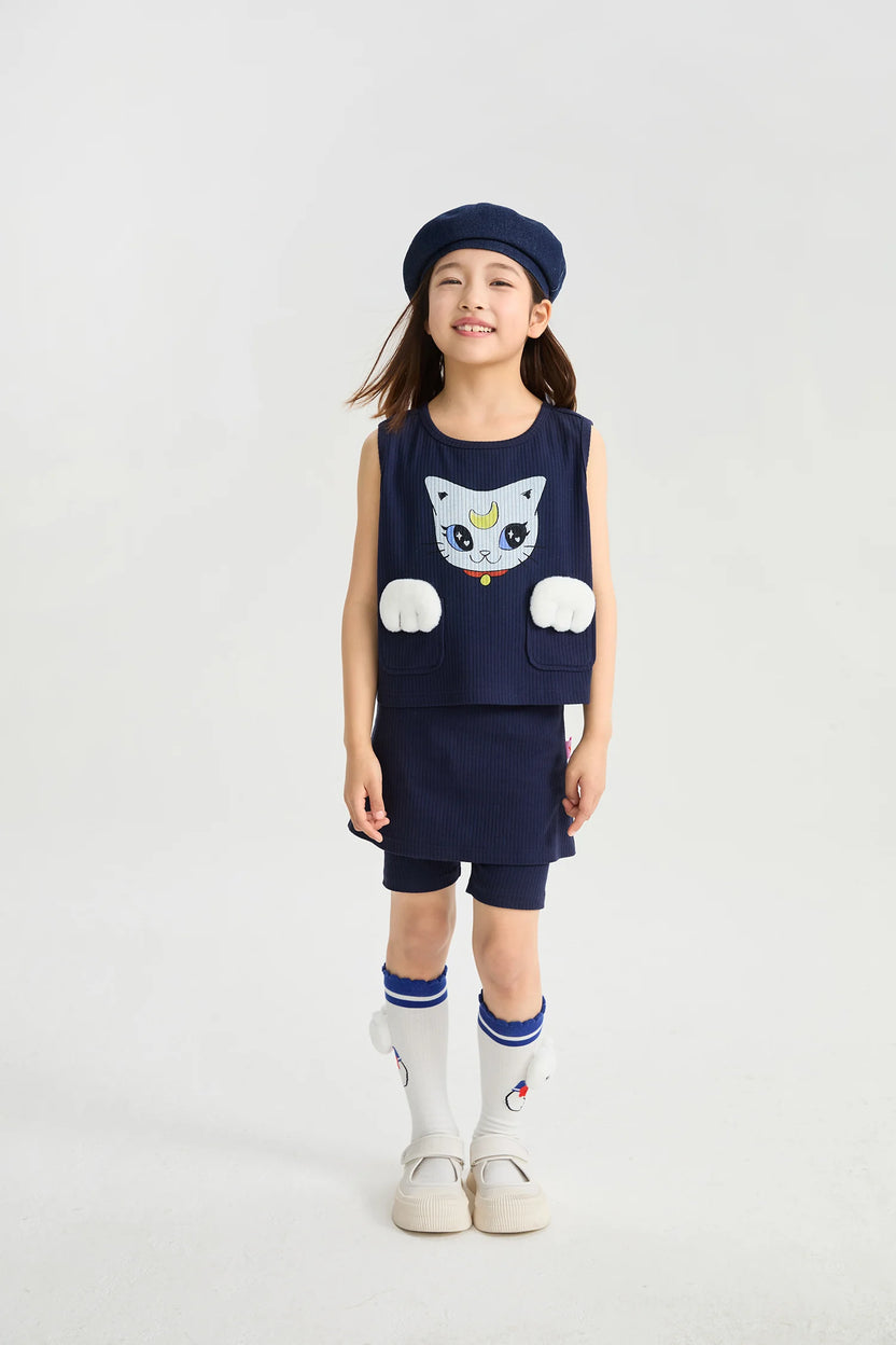 Pocket Cat Knitted Set in currybrown und navy mit printmotiv, Bild 7
