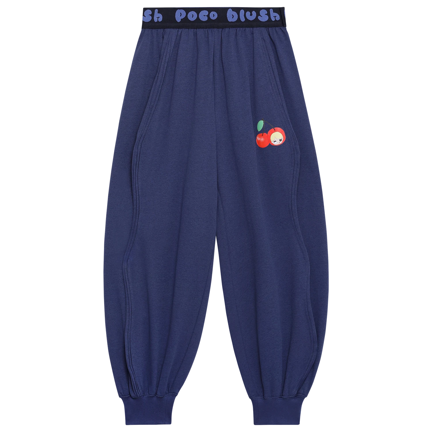 girls jogger pants, hawthorn red [54], blossom pink [04], and navy [61], cherry motif, image 3