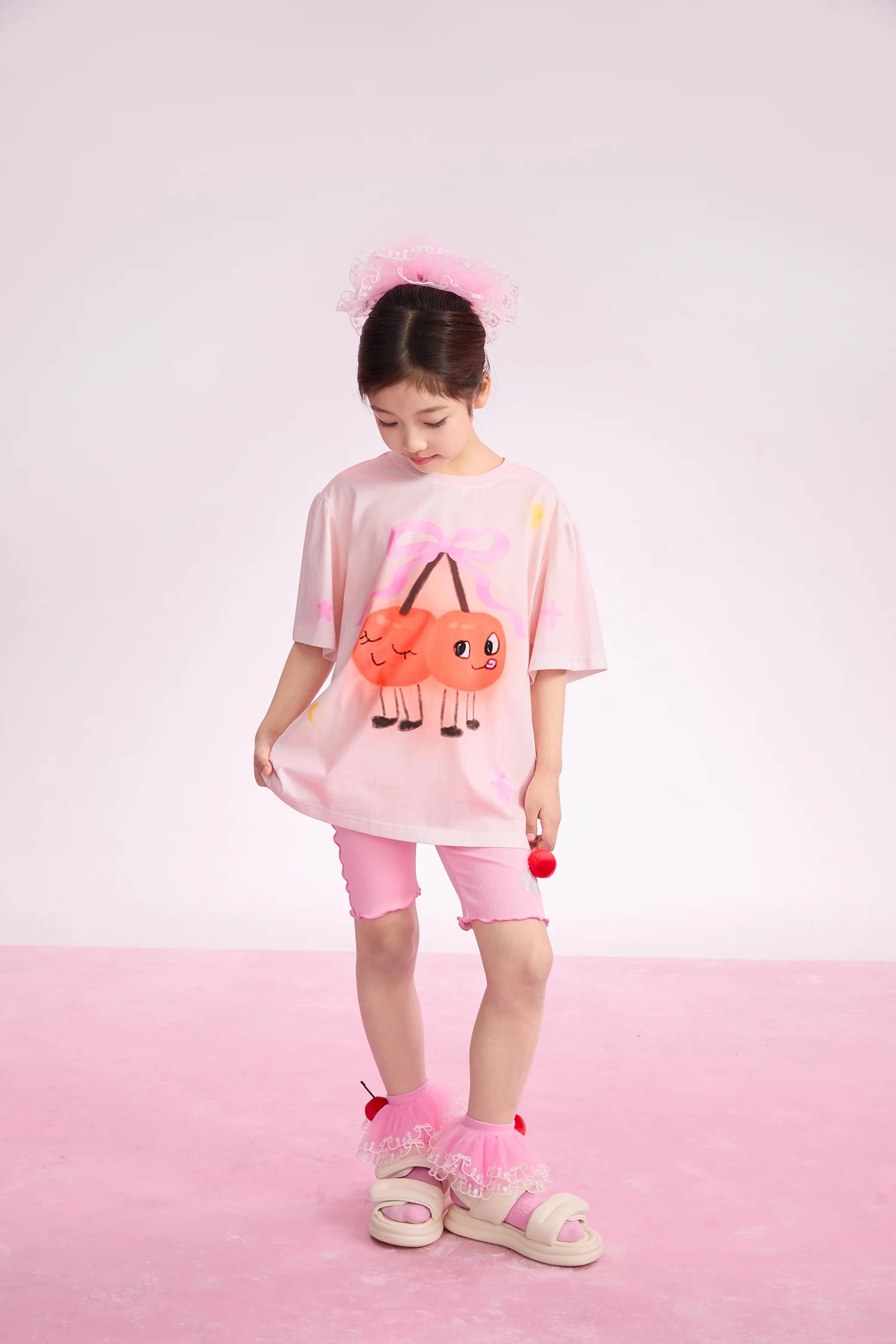 Poco Blush Lucky Cherry Tie-Dye Printed T-Shirt