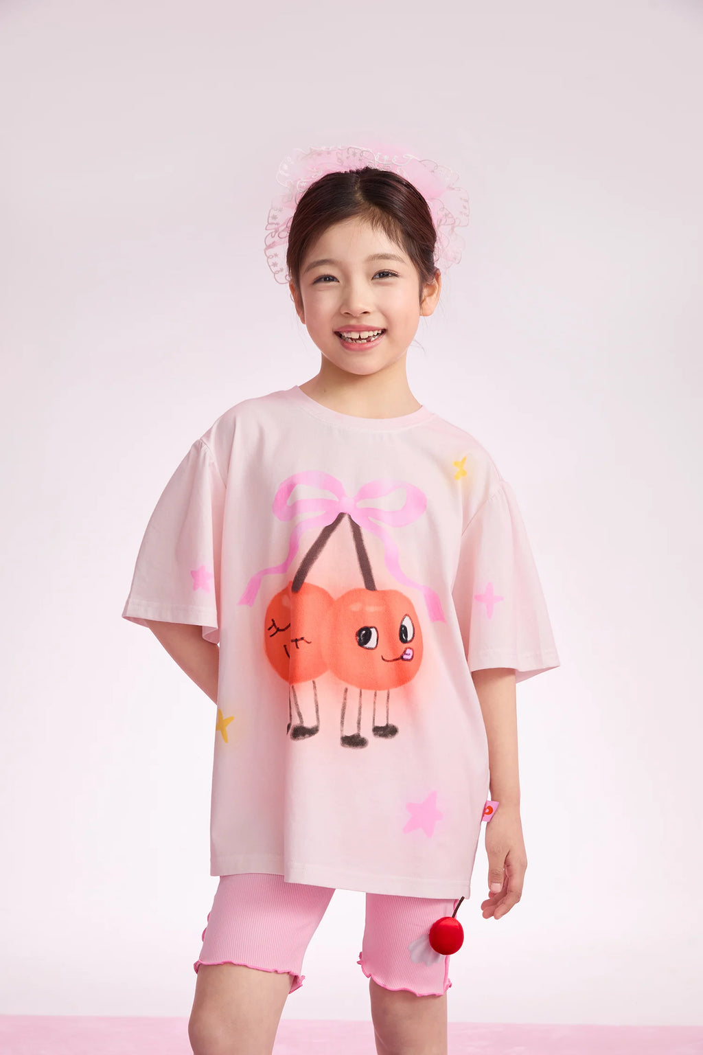Poco Blush Lucky Cherry Tie-Dye Printed T-Shirt