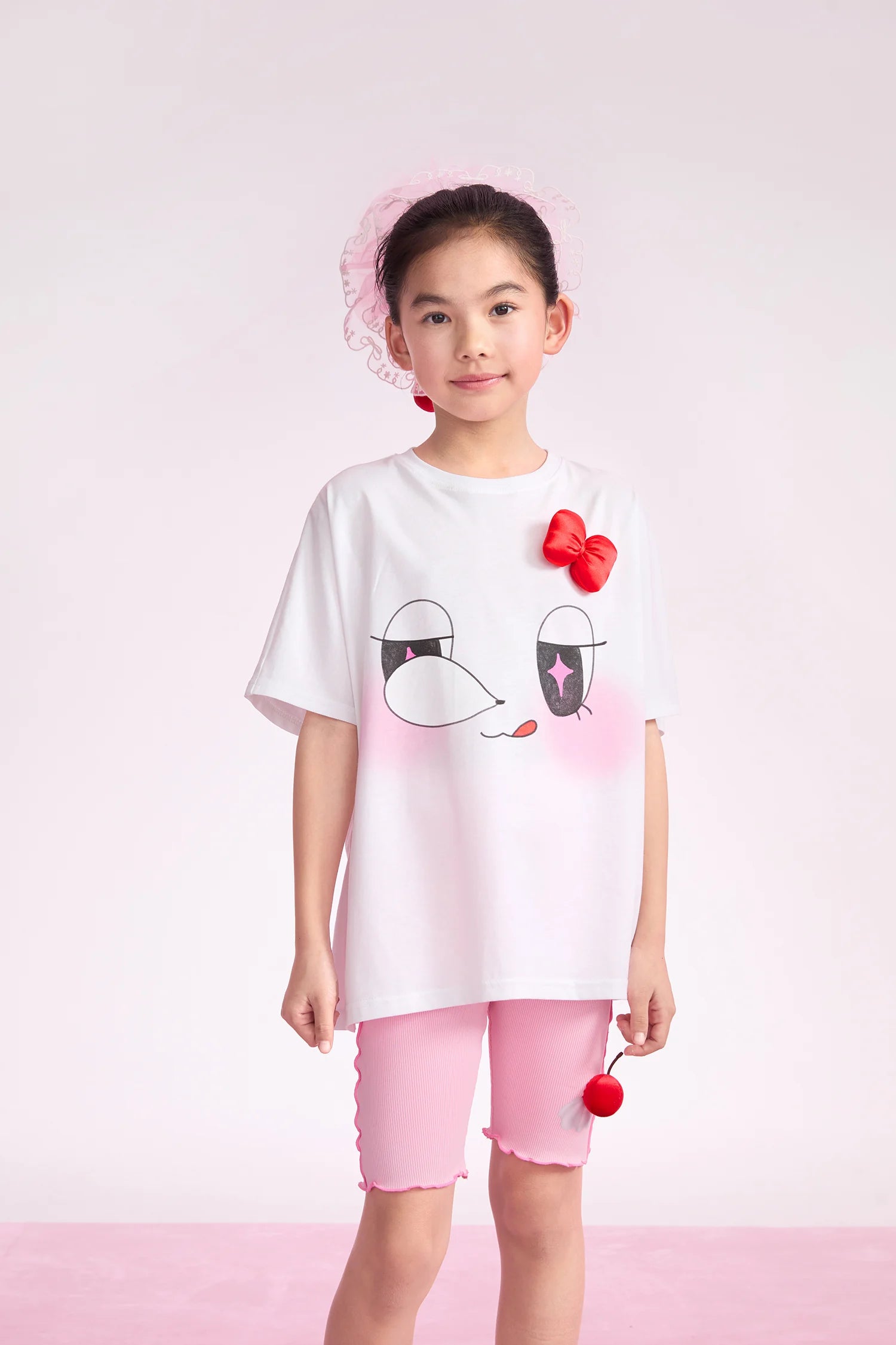 girls cycling shorts, chestnut brown [39] and candy pink [51], ruffle trim, image 6