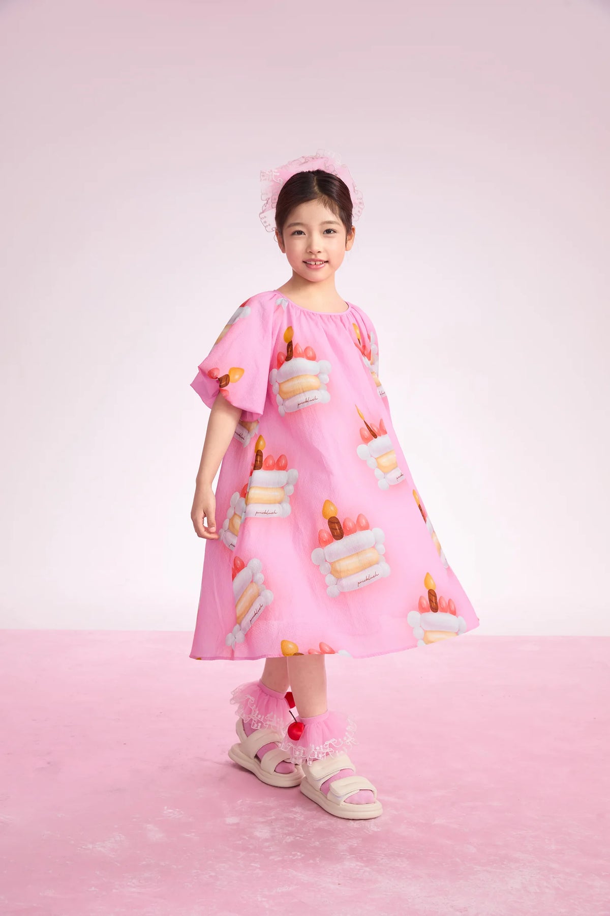 Poco Blush Balloon Cake Printed Dress