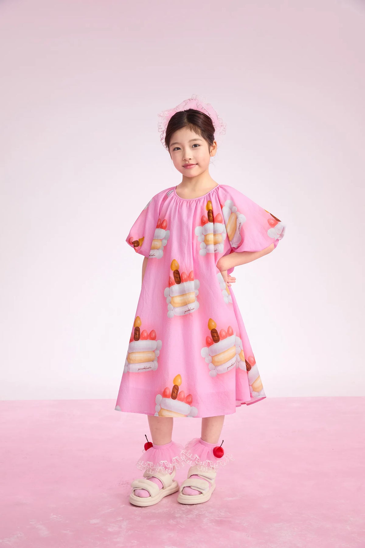 Poco Blush Balloon Cake Printed Dress