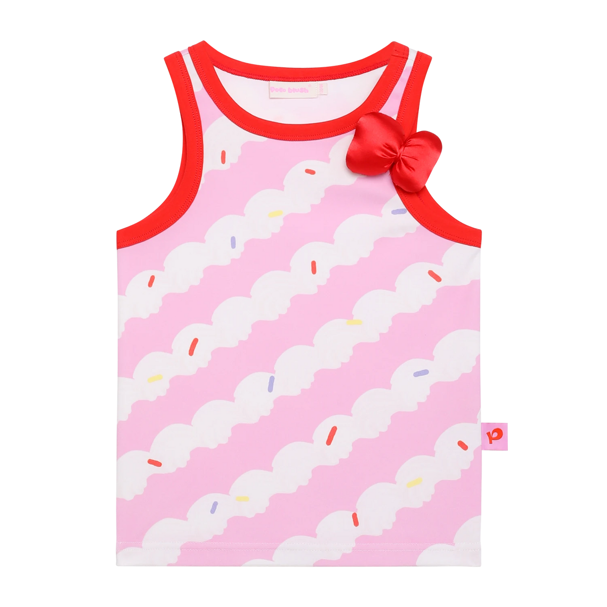 Cherry Cream Knitted Printed Tank Top by Poco Blush, image 3