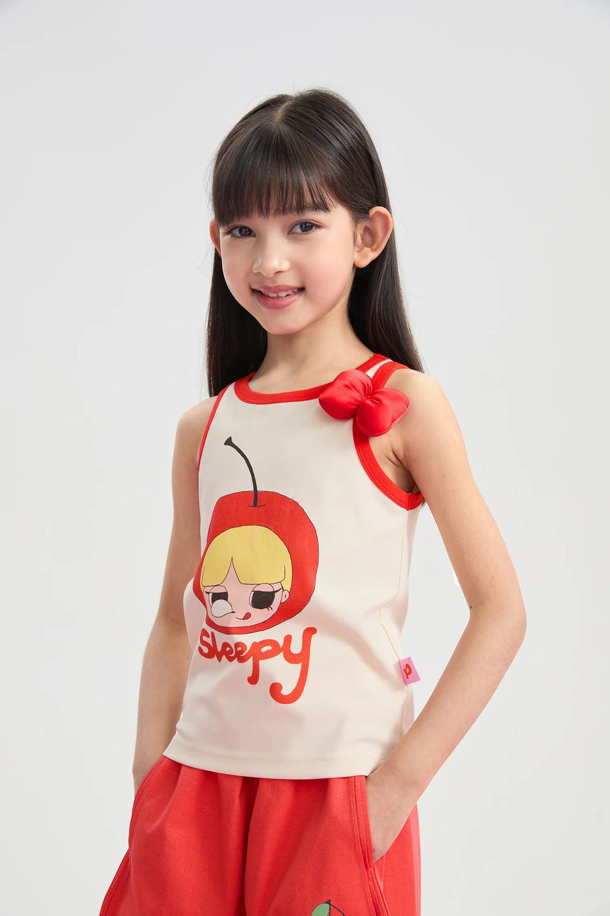 Cherry Cream Knitted Printed Tank Top by Poco Blush, image 4