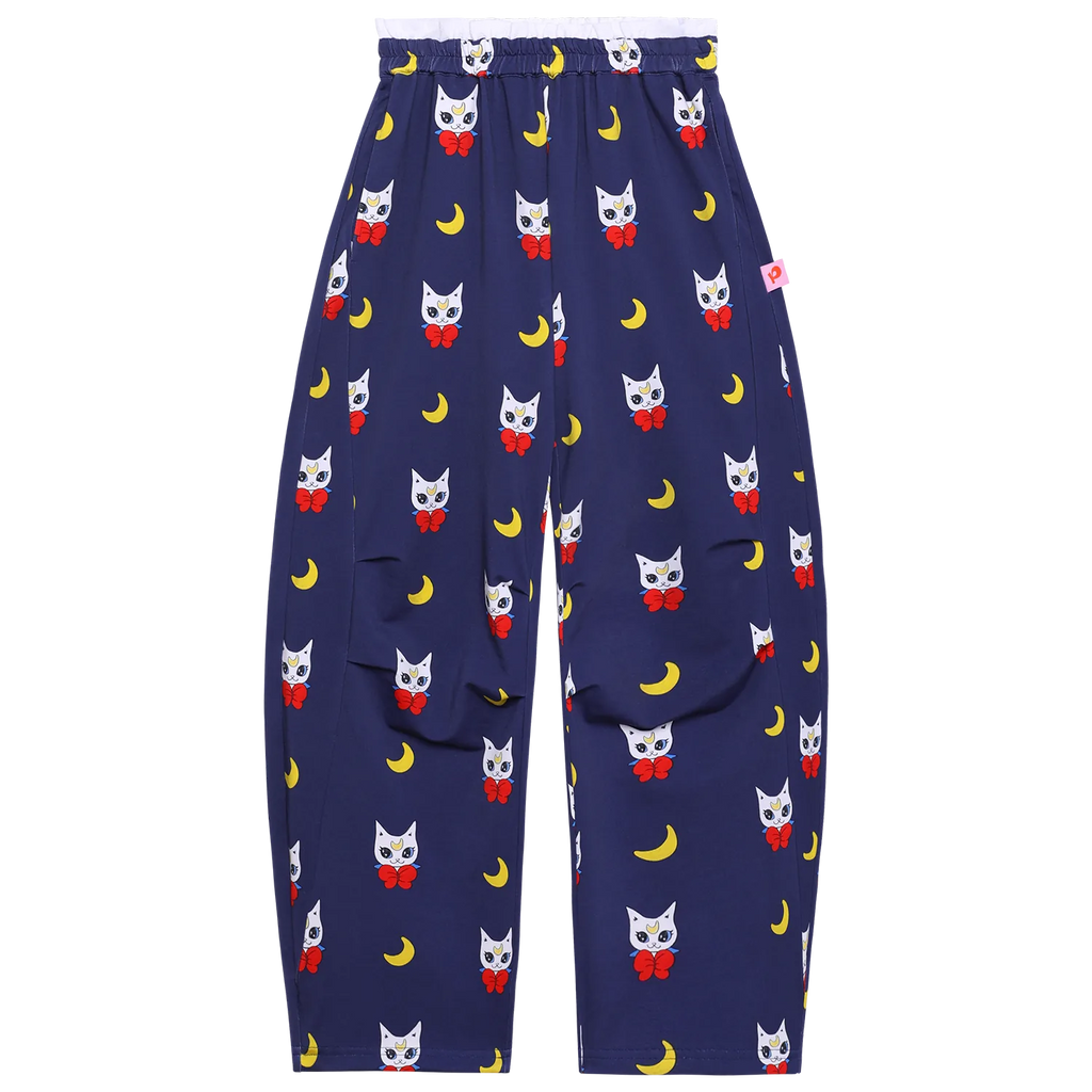 Meow Warrior Printed Knit Pants by Poco Blush