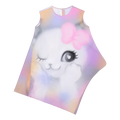 Poco Blush Rainbow Kitty Asymmetric Printed Dress