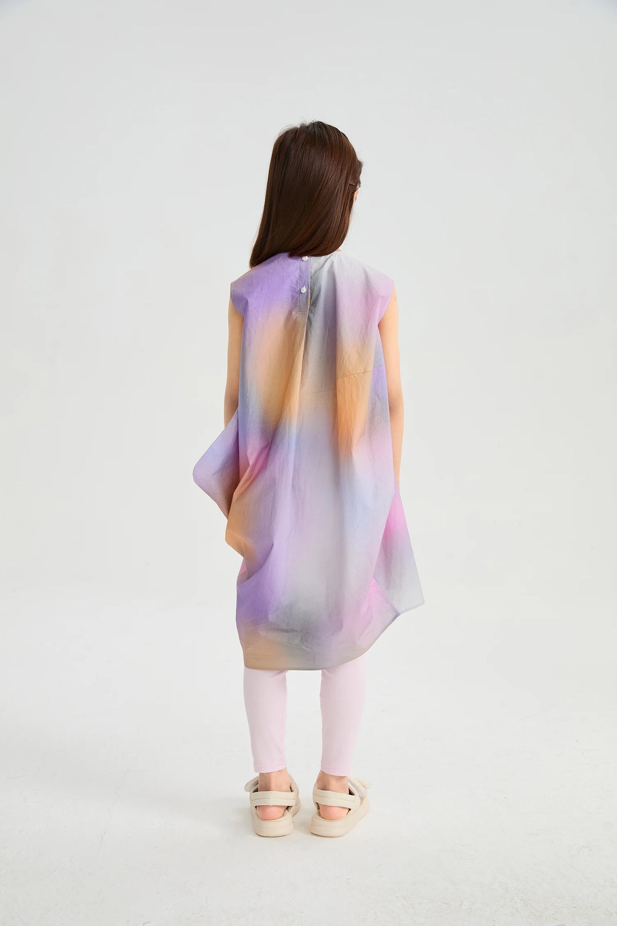 Poco Blush Rainbow Kitty Asymmetric Printed Dress