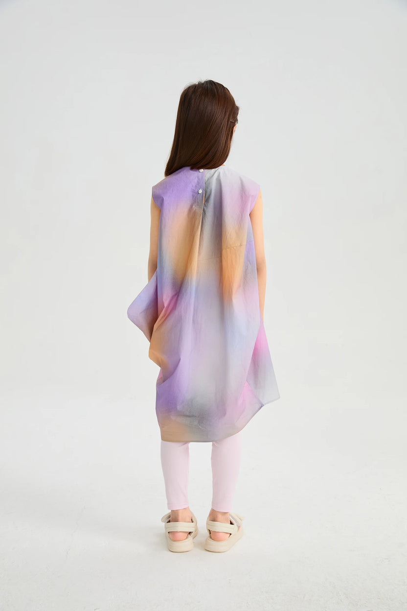 Rainbow Kitty Asymmetric Printed Dress by Poco Blush, image 5