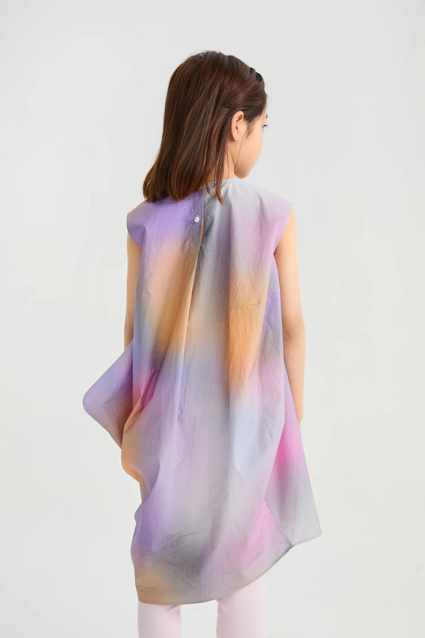 Rainbow Kitty Asymmetric Printed Dress by Poco Blush, image 3