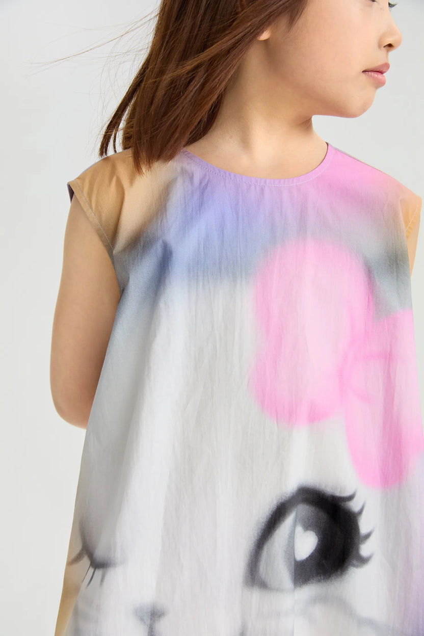 Rainbow Kitty Asymmetric Printed Kleid in allover-print mit asymmetrischem saum, Bild 6