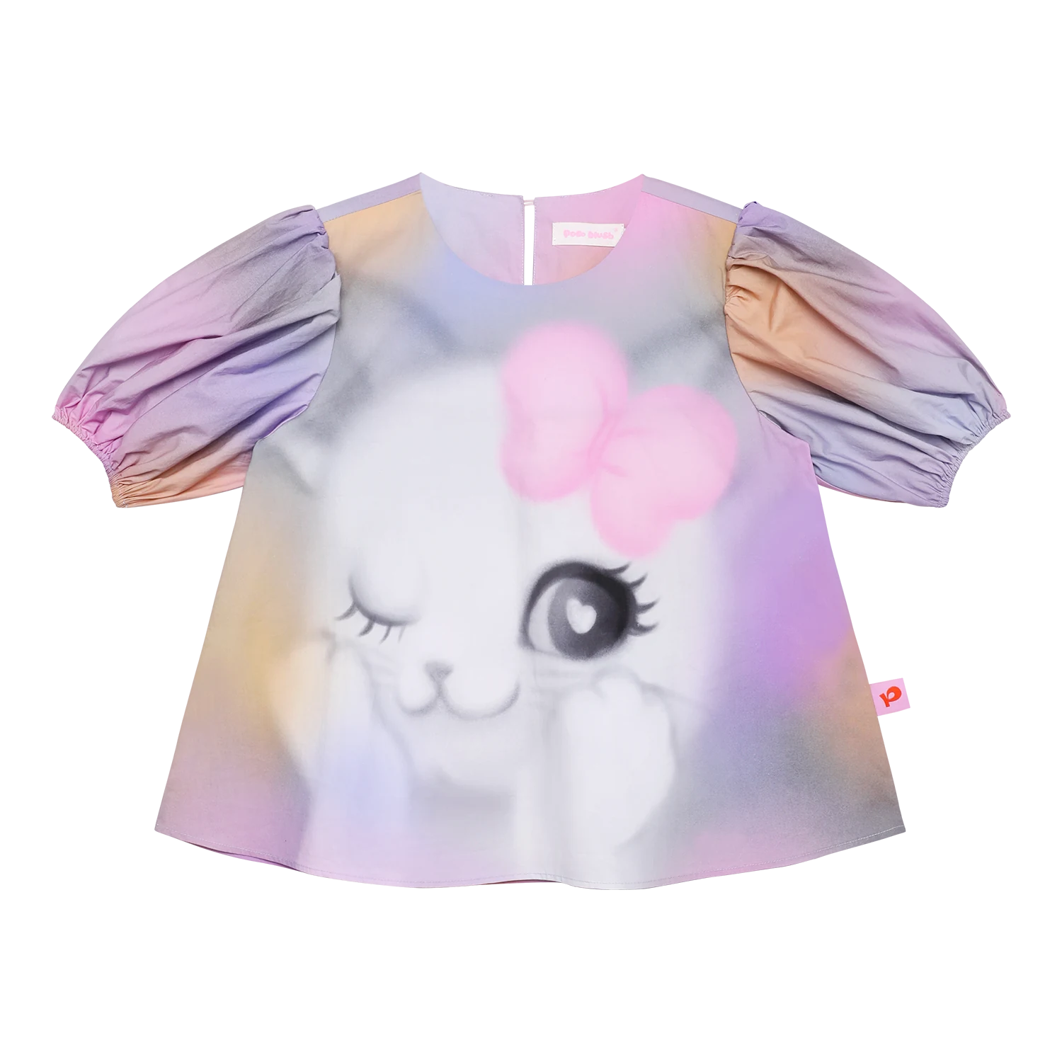 girls t-shirt, print [aa], puff sleeves