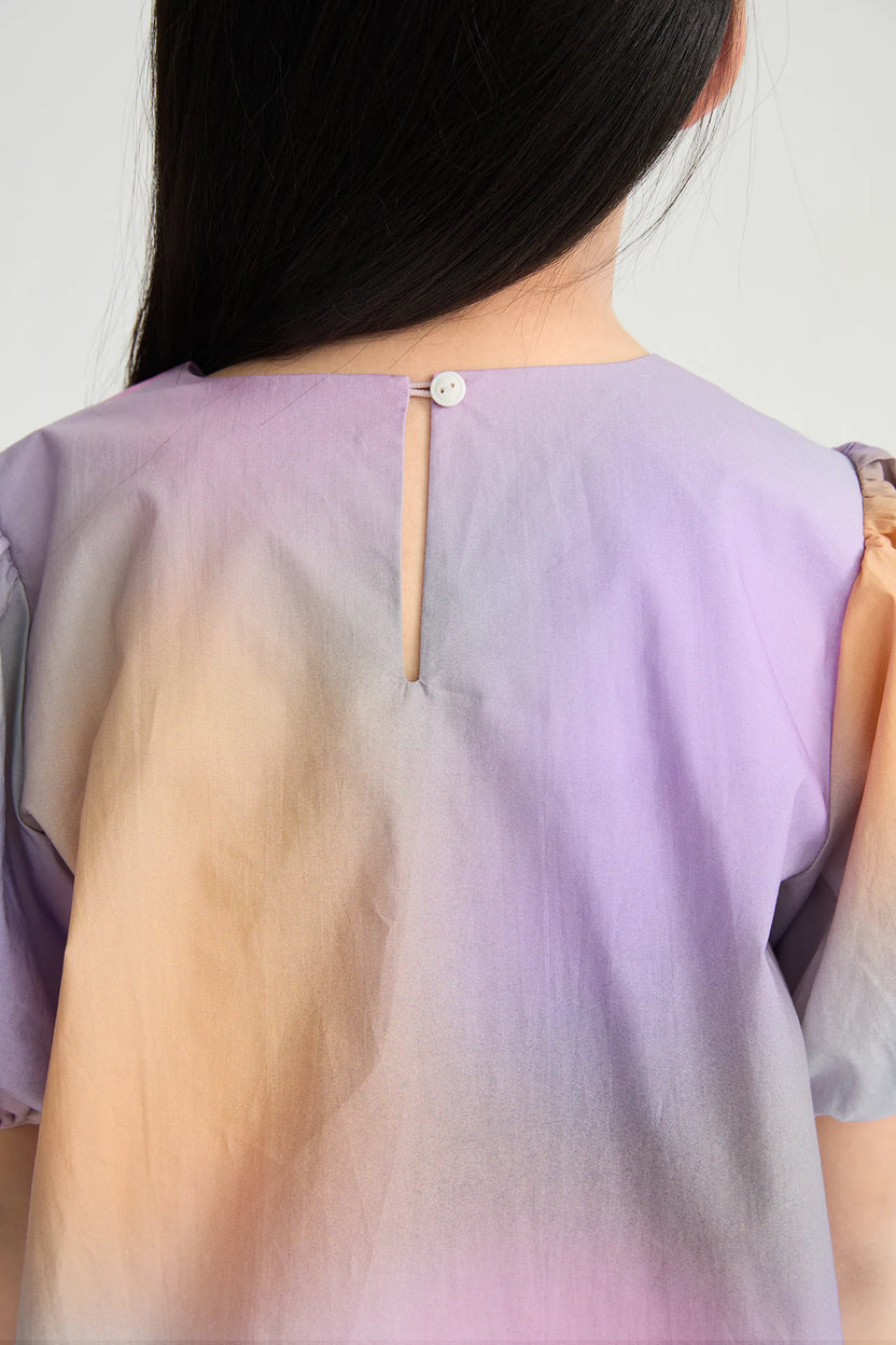 Rainbow Kitty Puff-Sleeve Printed Top by Poco Blush, image 9