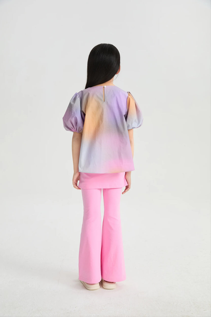 Rainbow Kitty Puff-Sleeve Printed Top by Poco Blush, image 7