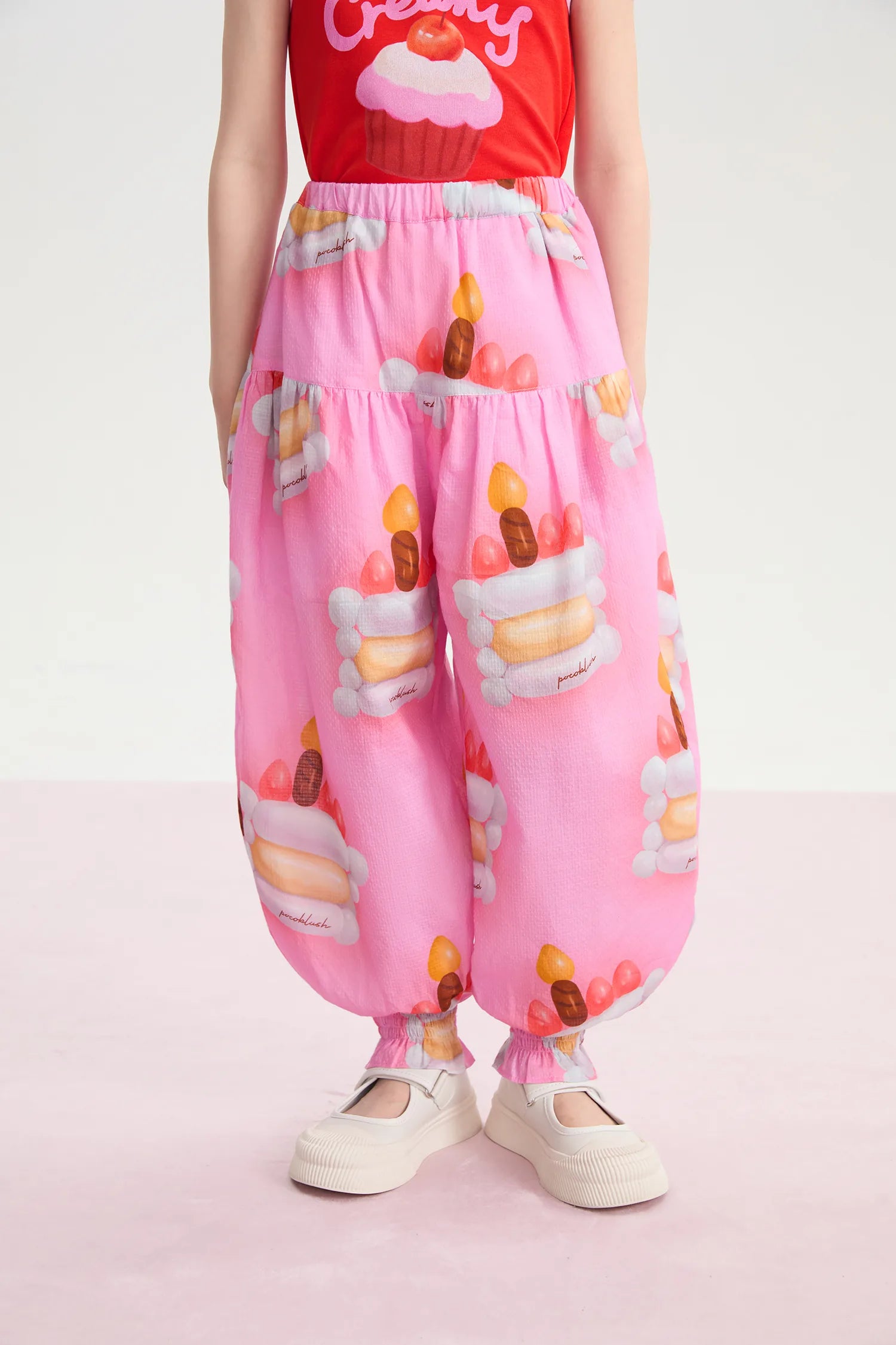 Balloon Cake Smocked-Hem Summer Pants by Poco Blush, image 2