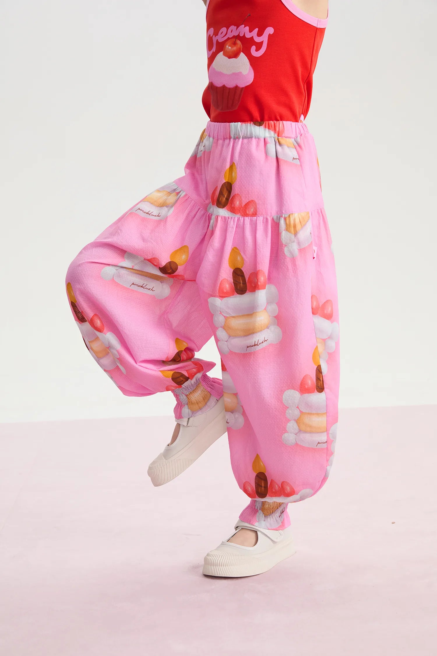 Balloon Cake Smocked-Hem Summer Pants by Poco Blush, image 4