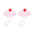 Poco Blush Lucky Cherry Embroidered Lace Ankle Socks White