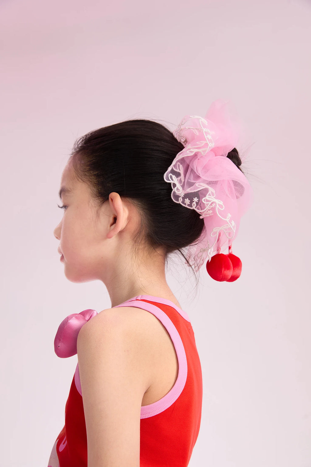 Poco Blush Lucky Cherry Embroidered Scrunchie