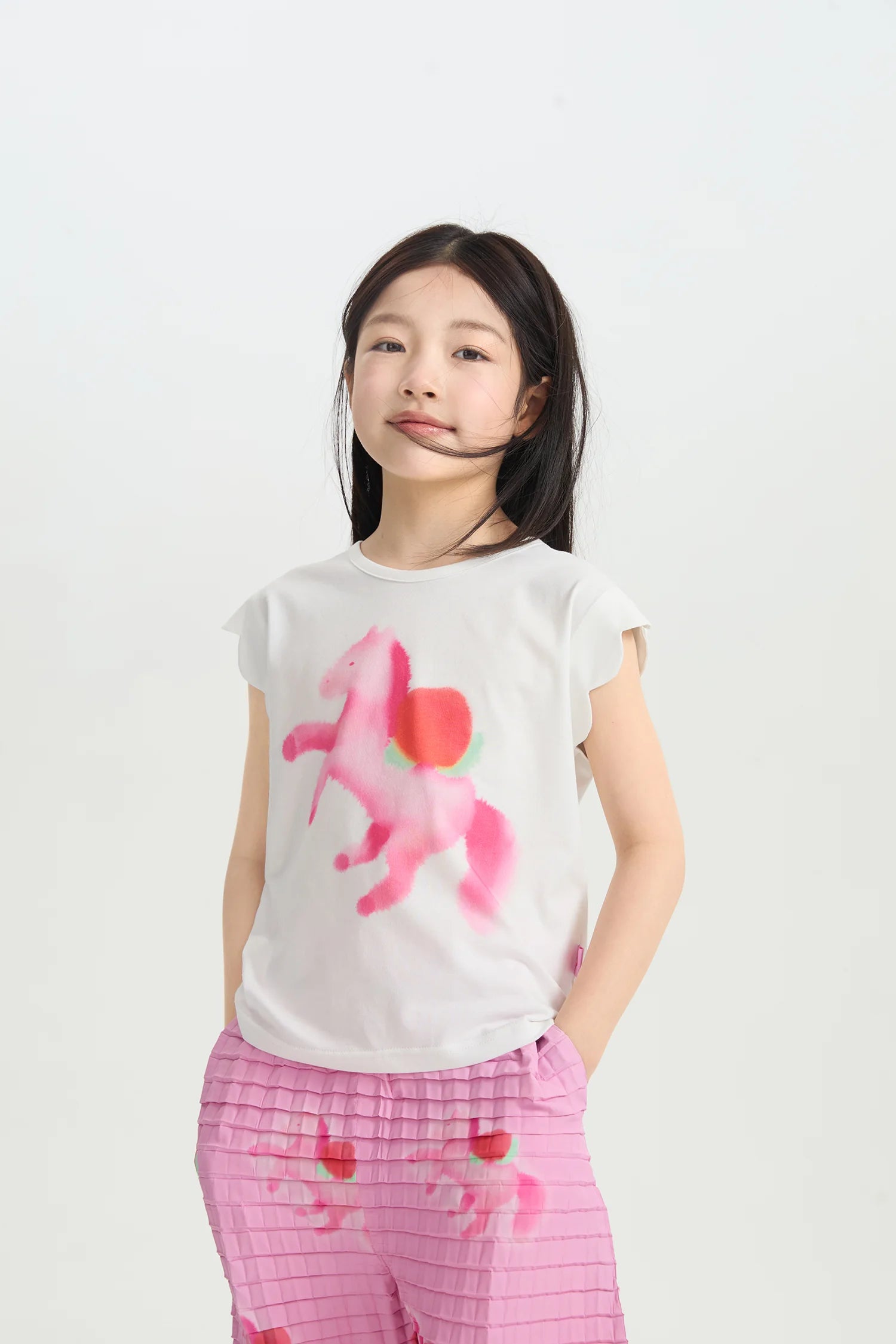 Pony Ink-Wash Flutter Tee by Poco Blush, image 2