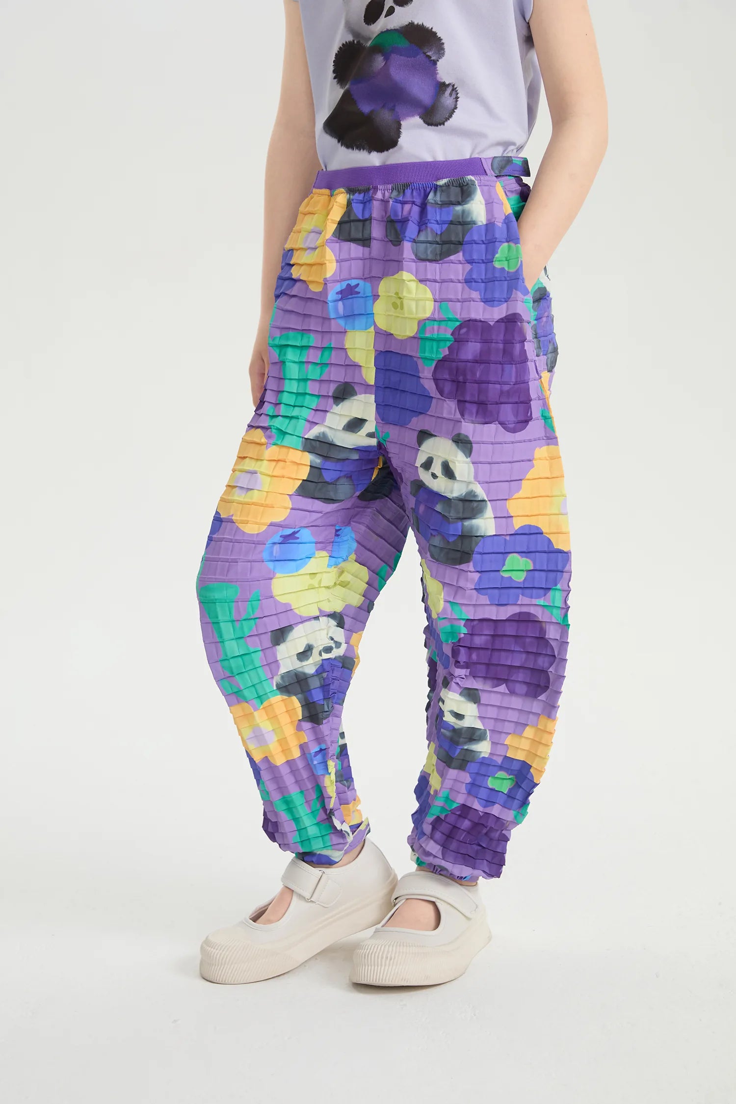 Panda Duang Duang Pleated Pants by Poco Blush, image 2