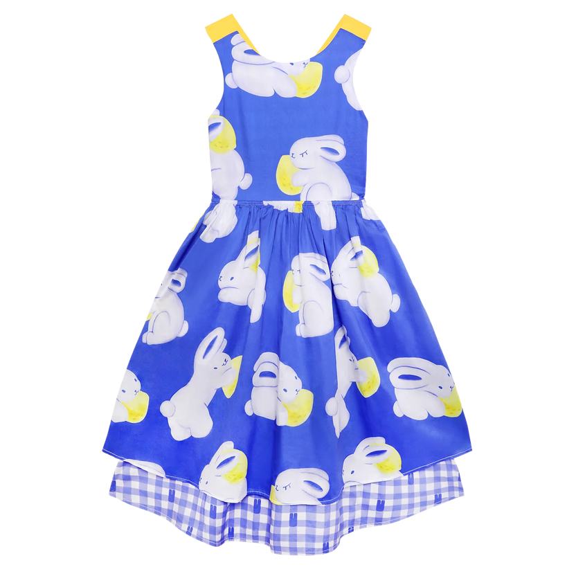 Klein Blue Bunny Reversible Printed Dress by Poco Blush