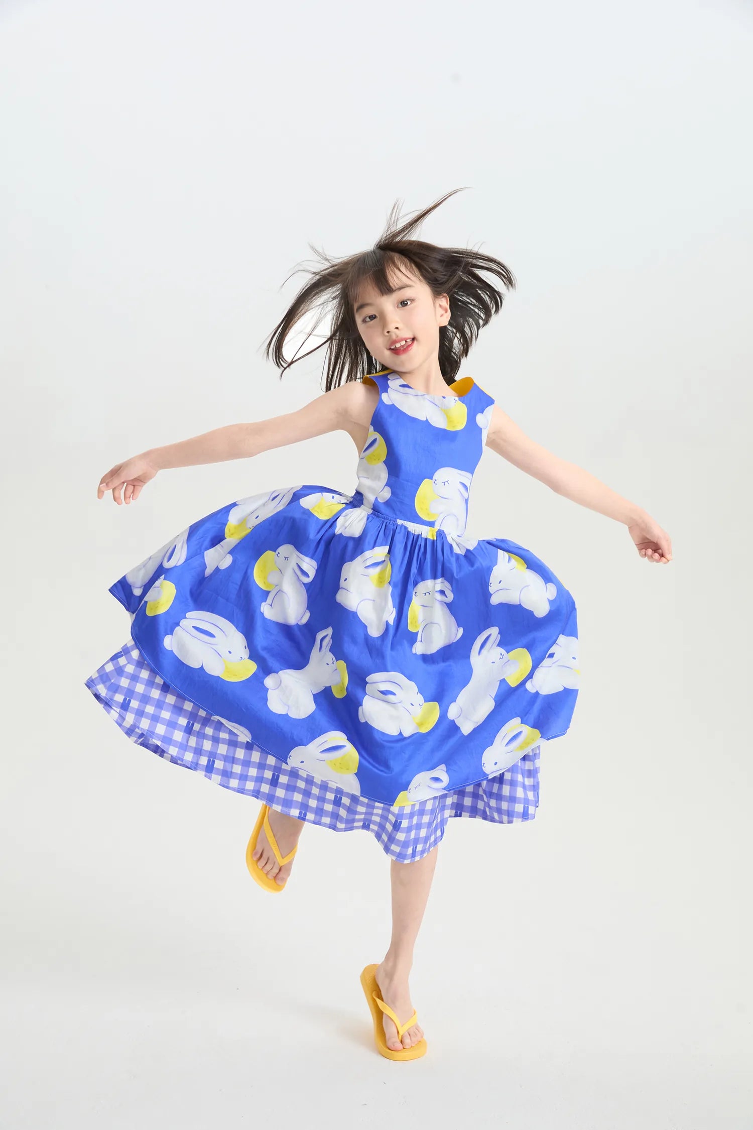 Klein Blue Bunny Reversible Printed Dress by Poco Blush, image 6