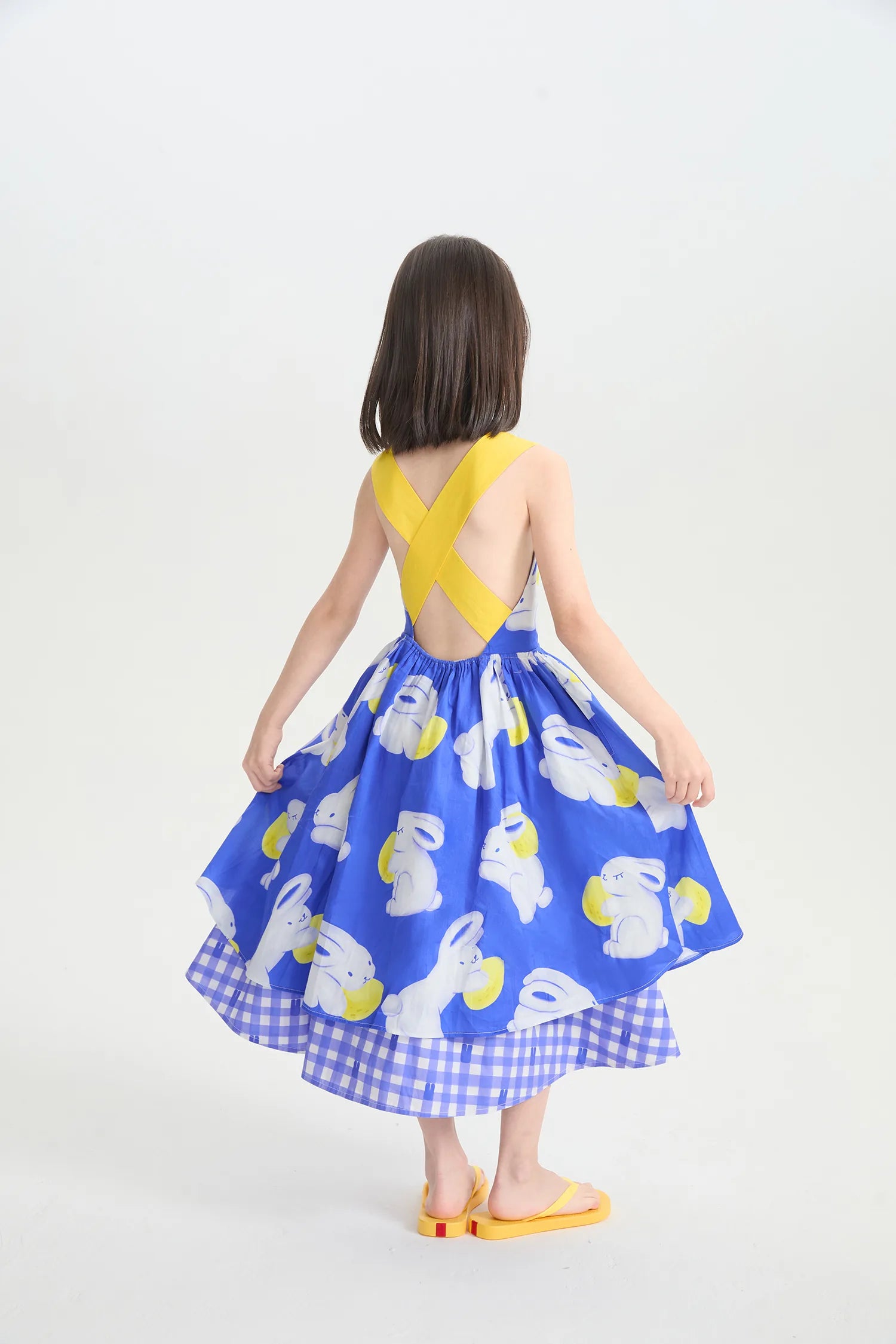 Klein Blue Bunny Reversible Printed Dress by Poco Blush, image 8