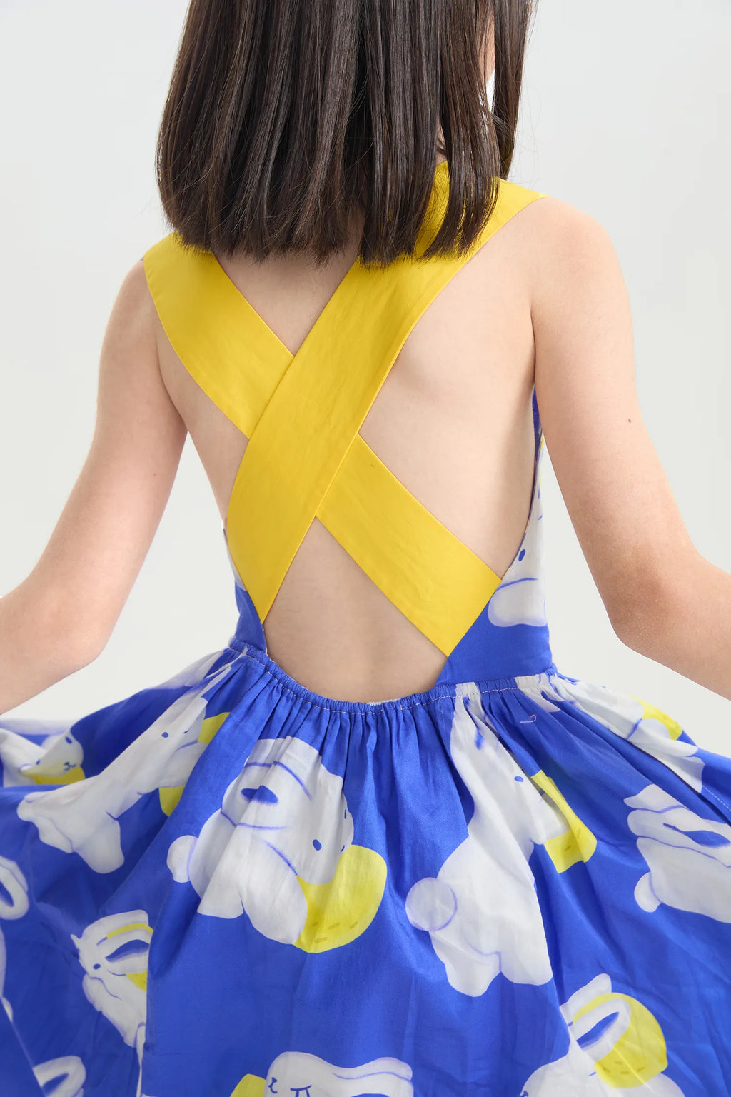 Klein Blue Bunny Reversible Printed Dress by Poco Blush, image 10