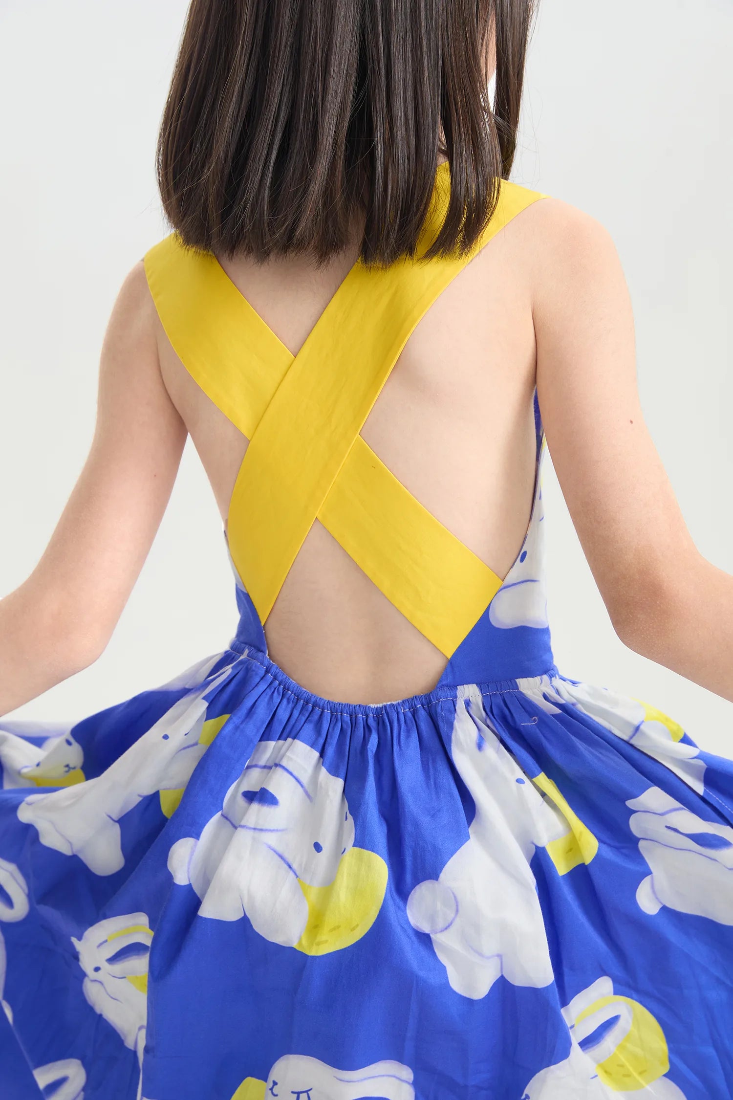 Klein Blue Bunny Reversible Printed Dress by Poco Blush, image 10