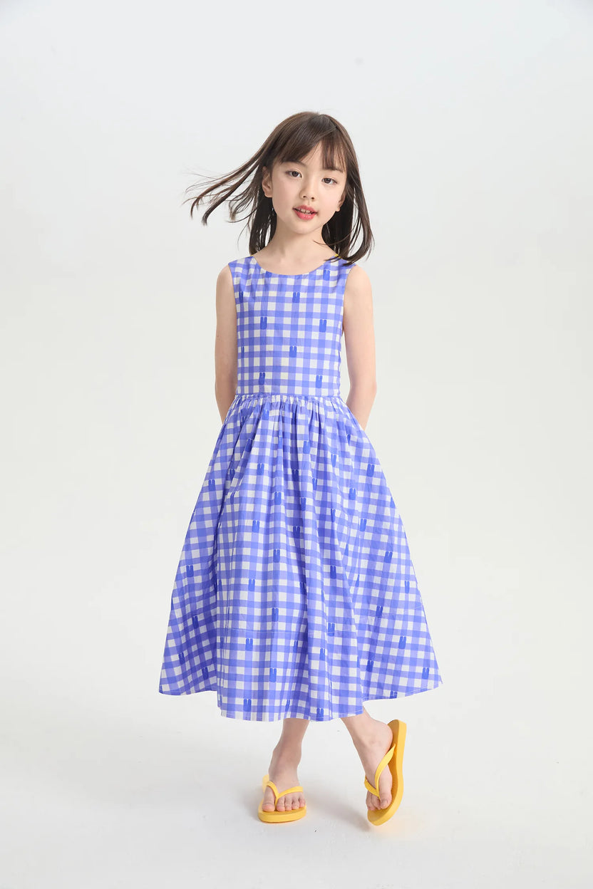 Klein Blue Bunny Reversible Printed Dress by Poco Blush, image 7