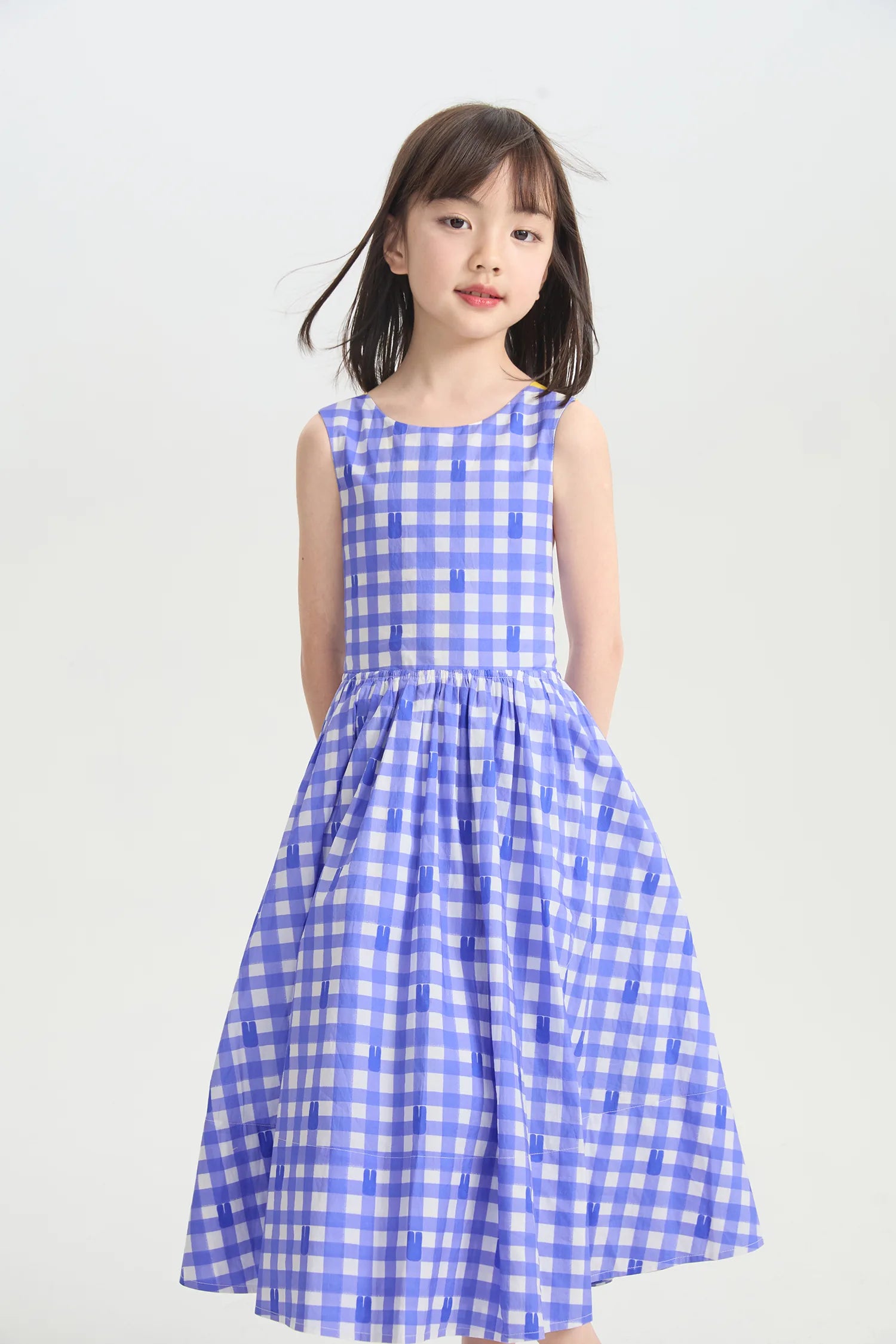 Klein Blue Bunny Reversible Printed Dress by Poco Blush, image 5
