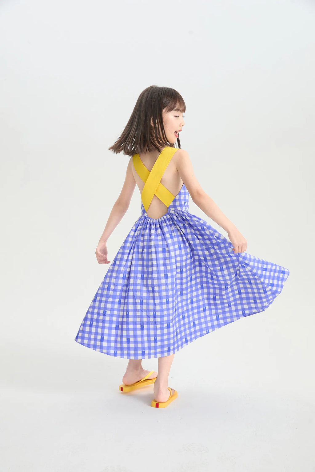 Klein Blue Bunny Reversible Printed Dress by Poco Blush, image 9